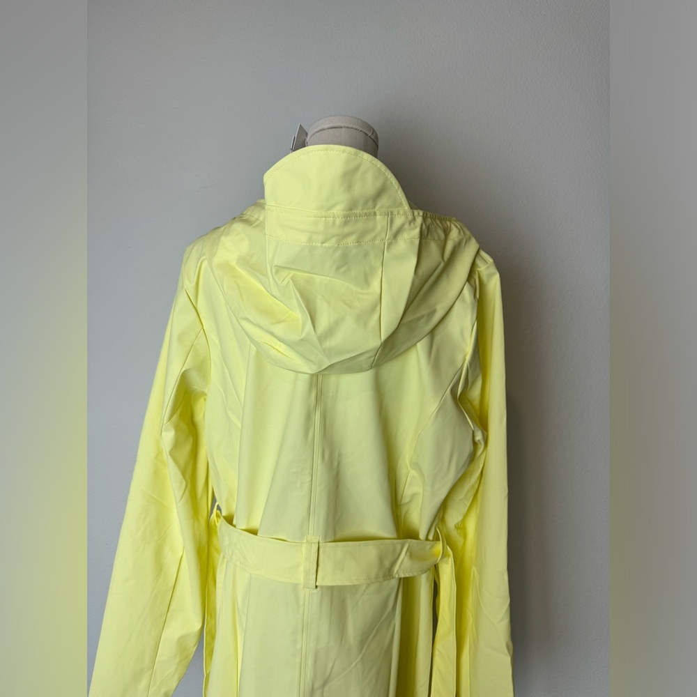 RAINS Yellow Straw Curve Trenchcoat Rain Jacket Women’s Large - Picture 4 of 10